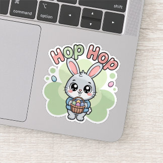 Cute Kawaii Easter Bunny Hop Illustration Sticker