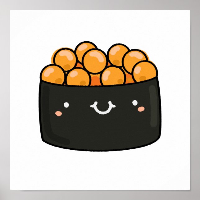Cute Kawaii Ebiko Sushi Poster (Front)