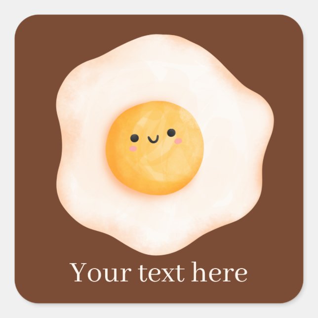 cute Kawaii egg add text Square Sticker (Front)