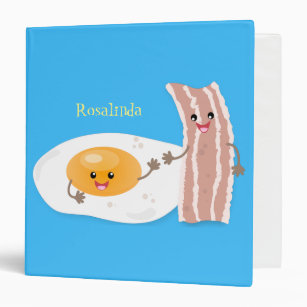 Cute kawaii egg and bacon cartoon illustration 3 ring binder