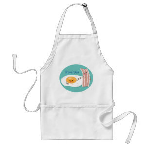 Cute kawaii egg and bacon cartoon illustration adult apron
