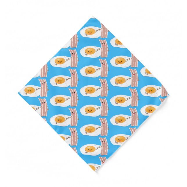 Cute kawaii egg and bacon cartoon illustration  bandana (Front)