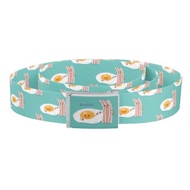 Cute kawaii egg and bacon cartoon illustration belt (Coil)
