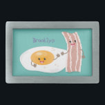 Cute kawaii egg and bacon cartoon illustration belt buckle<br><div class="desc">Best friends like egg and bacon stick together! Featuring our cute breakfast pals in adorable cartoon style!</div>
