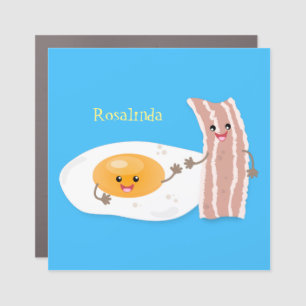 Cute kawaii egg and bacon cartoon illustration car magnet