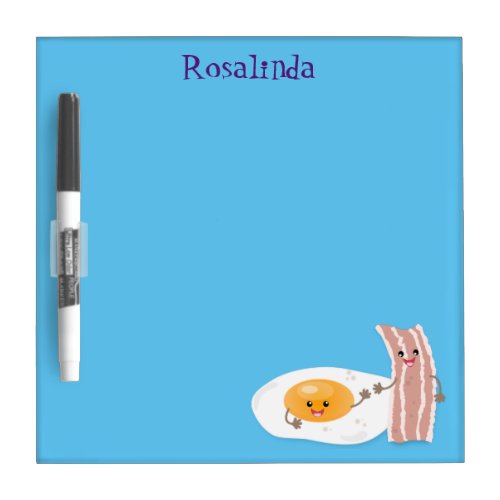 Cute kawaii egg and bacon cartoon illustration dry erase board