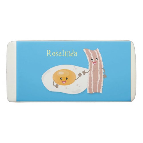 Cute kawaii egg and bacon cartoon illustration eraser