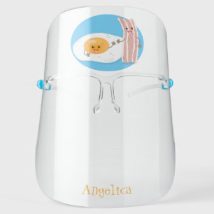 Cute kawaii egg and bacon cartoon illustration face shield