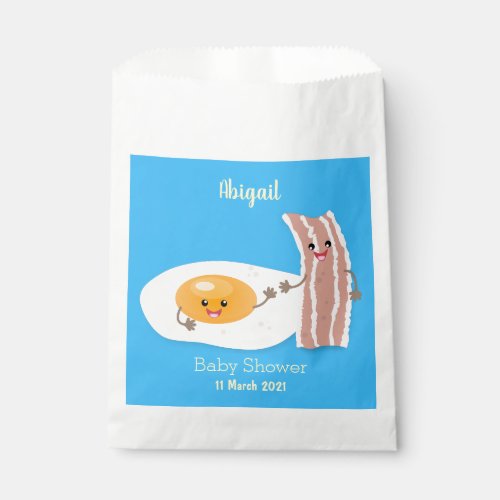 Cute kawaii egg and bacon cartoon illustration favor bag