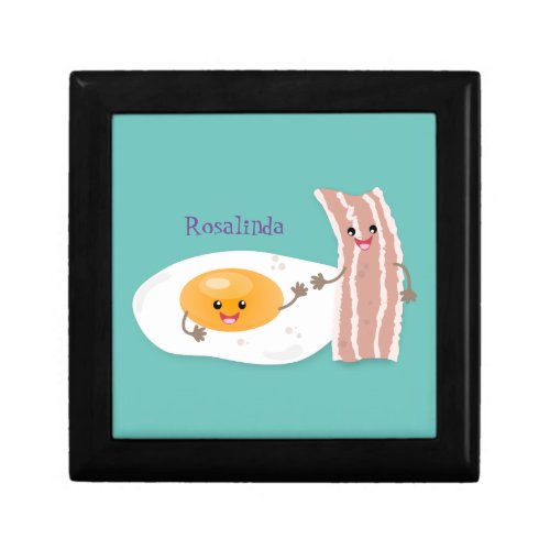 Cute kawaii egg and bacon cartoon illustration gift box