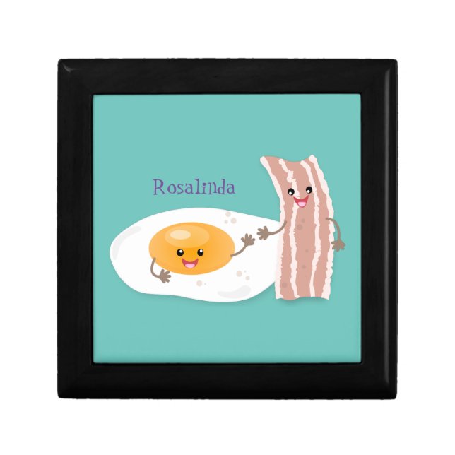 Cute kawaii egg and bacon cartoon illustration gift box (Front)