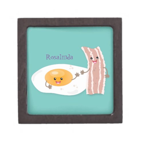Cute kawaii egg and bacon cartoon illustration gift box
