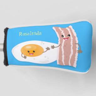 Cute kawaii egg and bacon cartoon illustration golf head cover