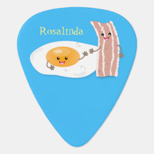 Cute kawaii egg and bacon cartoon illustration guitar pick
