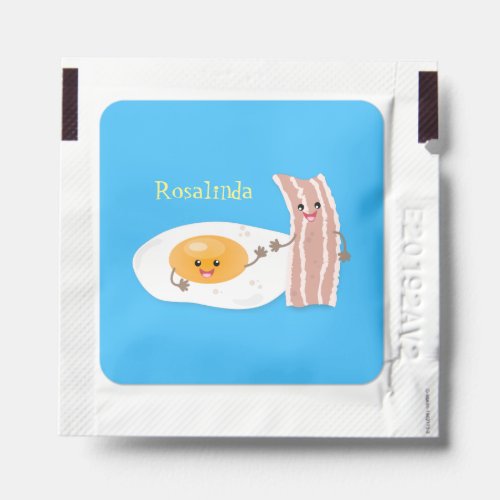 Cute kawaii egg and bacon cartoon illustration hand sanitizer packet