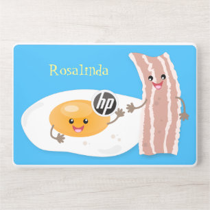 Cute kawaii egg and bacon cartoon illustration HP laptop skin