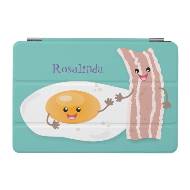 Cute kawaii egg and bacon cartoon illustration iPad mini cover (Horizontal)