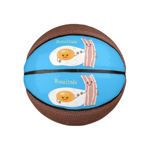 Cute kawaii egg and bacon cartoon illustration mini basketball