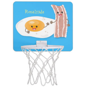 Cute kawaii egg and bacon cartoon illustration mini basketball hoop