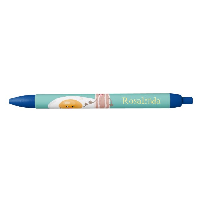 Cute kawaii egg and bacon cartoon illustration pen (Front)