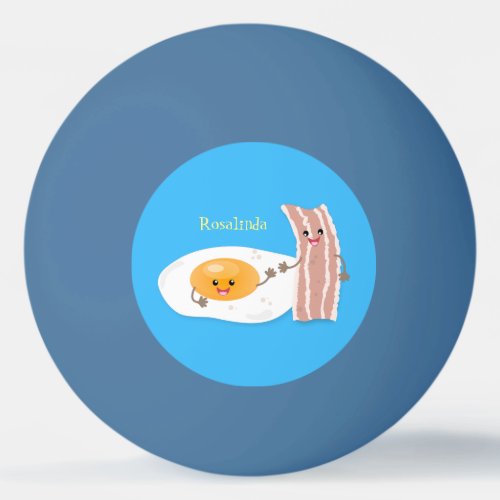 Cute kawaii egg and bacon cartoon illustration ping pong ball