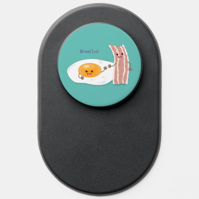Cute kawaii egg and bacon cartoon illustration PopSocket (Popsocket)