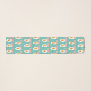 Cute kawaii egg and bacon cartoon illustration scarf