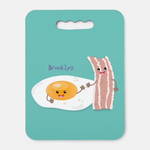 Cute kawaii egg and bacon cartoon illustration seat cushion
