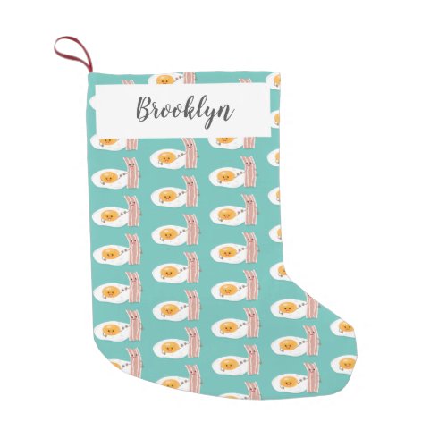 Cute kawaii egg and bacon cartoon illustration  small christmas stocking