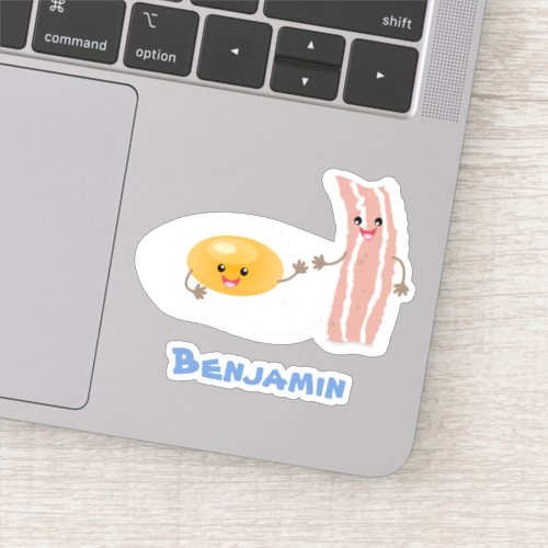 Cute kawaii egg and bacon cartoon illustration sticker