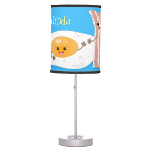 Cute kawaii egg and bacon cartoon illustration table lamp