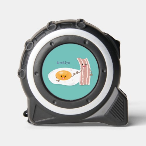 Cute kawaii egg and bacon cartoon illustration tape measure