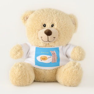 Cute kawaii egg and bacon cartoon illustration teddy bear