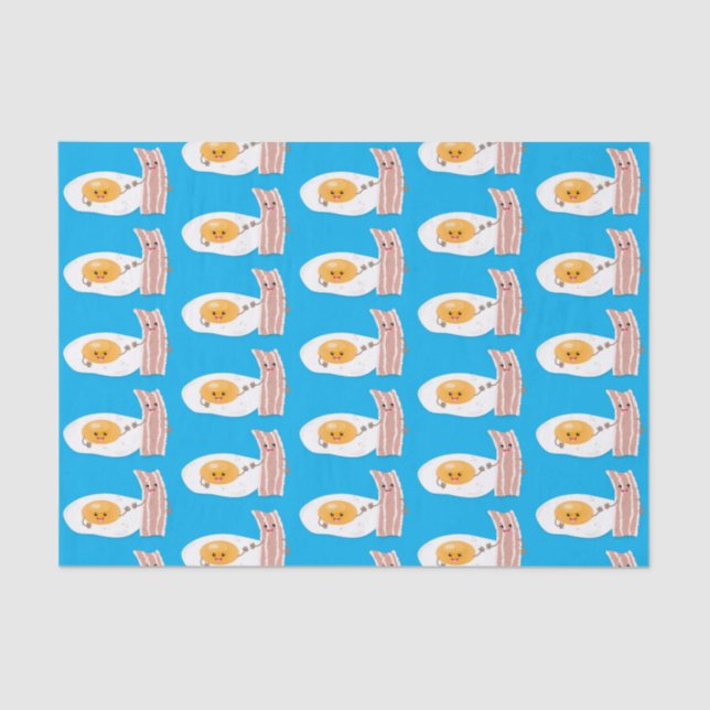 Cute kawaii egg and bacon cartoon illustration tissue paper (Front)