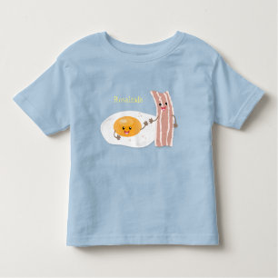 Cute kawaii egg and bacon cartoon illustration toddler t-shirt