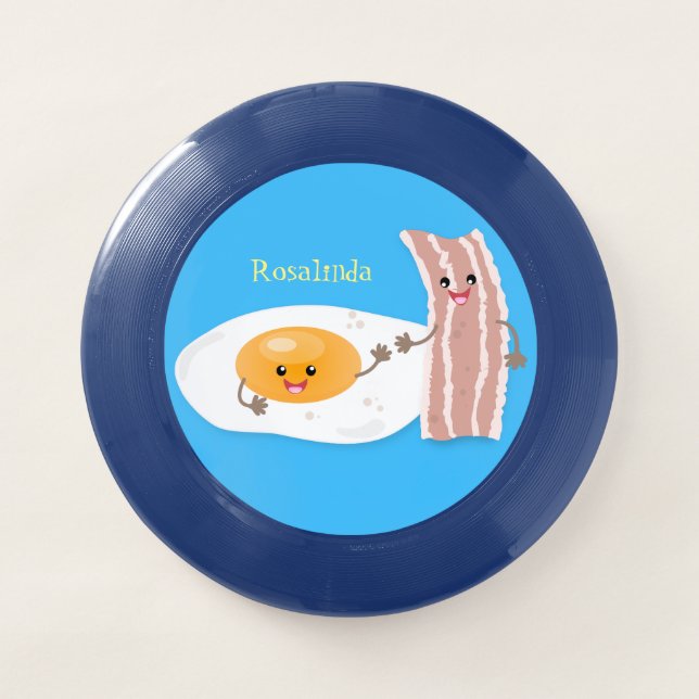 Cute kawaii egg and bacon cartoon illustration Wham-O frisbee (Front)