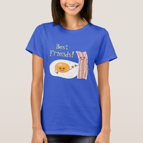 Cute kawaii egg bacon funny cartoon illustration T_Shirt