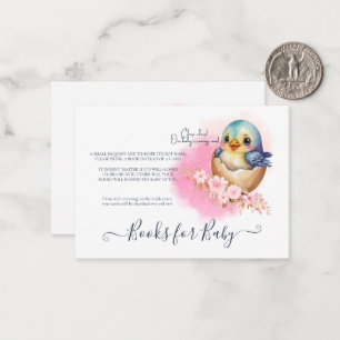 Cute Kawaii Egg Bird Elegant Floral Baby Shower Note Card