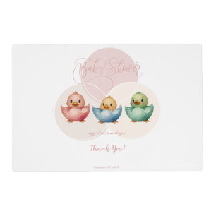 Cute Kawaii Egg Birds Pastel Colored Baby Shower C Placemat