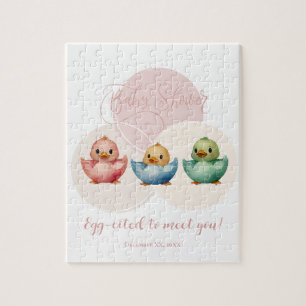 Cute Kawaii Egg Birds Pastel Colored Baby Shower  Jigsaw Puzzle