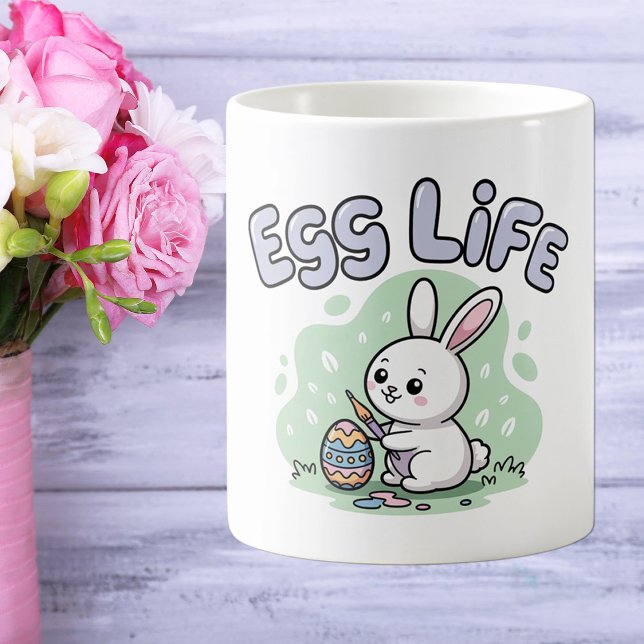 Cute Kawaii Egg Life Easter Bunny Illustration Coffee Mug (Creator Uploaded)
