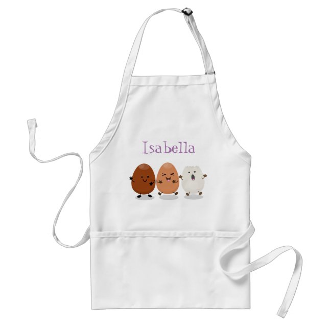 Cute kawaii eggs cartoon illustration adult apron (Front)