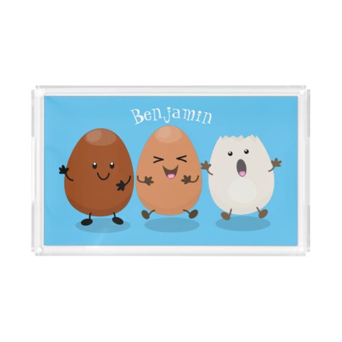 Cute kawaii eggs funny cartoon illustration acrylic tray