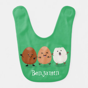 Cute kawaii eggs funny cartoon illustration baby bib