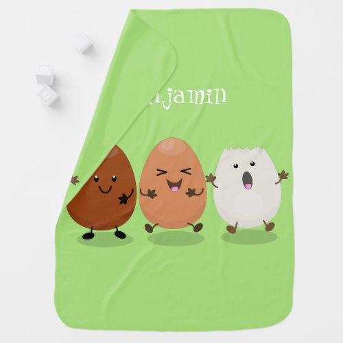 Cute kawaii eggs funny cartoon illustration baby blanket