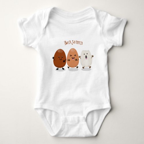 Cute kawaii eggs funny cartoon illustration baby bodysuit