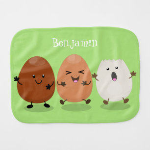 Cute kawaii eggs funny cartoon illustration baby burp cloth