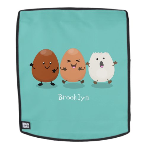 Cute kawaii eggs funny cartoon illustration backpack