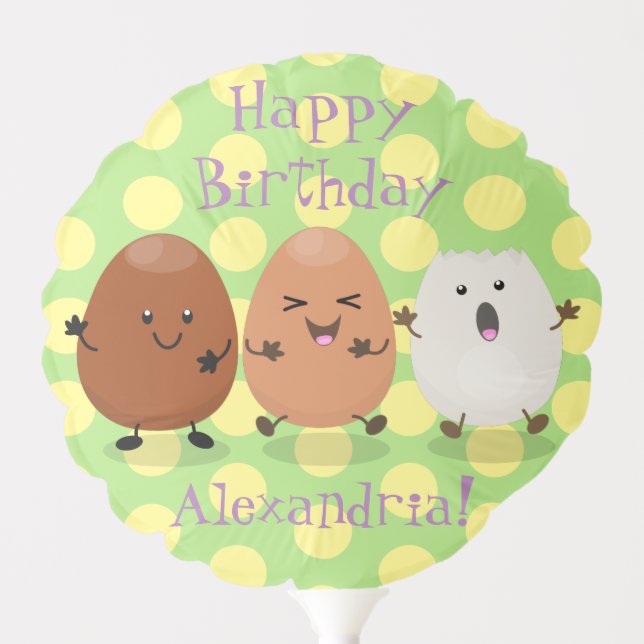 Cute kawaii eggs funny cartoon illustration balloon (Front)