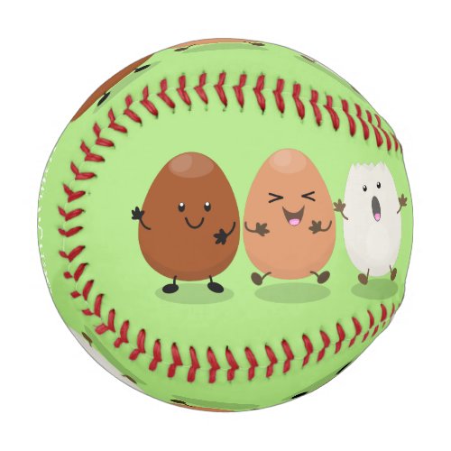 Cute kawaii eggs funny cartoon illustration  baseball